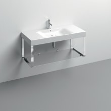 Cento 39-3/8" Rectangular Brass and Ceramic Console Bathroom Sink with Overflow and 1 Faucet Hole