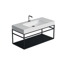 Cento 39-3/8" Rectangular Brass and Ceramic Console Bathroom Sink with Overflow and 1 Faucet Hole