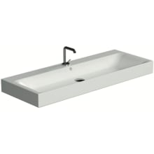 Cento 39-3/8" Rectangular Ceramic Vessel / Wall Mounted Bathroom Sink with Overflow and Single Hole