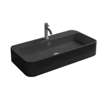 Cosa 39-3/8" Rectangular Ceramic Vessel or Wall Mounted Bathroom Sink with Overflow and Single Faucet Hole