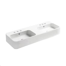 Cosa 47-3/16" Rectangular Ceramic Vessel or Wall Mounted Bathroom Sink with Overflow and 3 Faucet Holes at 8" Centers