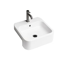 Cosa 18-7/8" Square Ceramic Semi-Recessed Bathroom Sink with Overflow and Single Faucet Hole