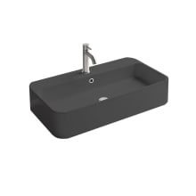 Cosa 31-1/2" Rectangular Ceramic Vessel or Wall Mounted Bathroom Sink with Overflow and Single Faucet Hole