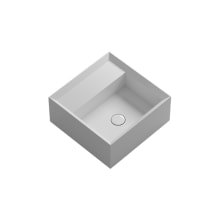 Cut 17-11/16" Square Ceramic Vessel / Wall Mounted Bathroom Sink with Overflow