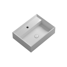 Cut 23-5/8" Rectangular Ceramic Vessel / Wall Mounted Bathroom Sink with Overflow and Single Hole