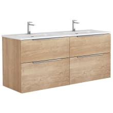 Dalia 56" Wall Mounted Double Basin Vanity Set with Cabinet and Ceramic Vanity Top