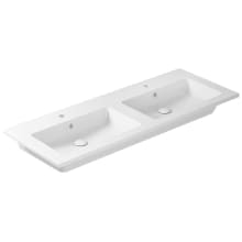 Drop 47-5/8" Rectangular Ceramic Drop In or Wall Mounted Bathroom Sink with Overflow and Single Faucet Hole