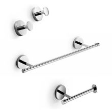 Duemila Accessory Kit with Single Bathroom Hooks (2), 20" Towel Bar and Toilet Paper Holder