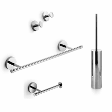 Duemila Bathroom Accessory Package: Towel Bar, Robe Hooks (2), Tissue Holder, and Toilet Brush Holder