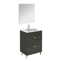 Elegance Vanities 24" Free Standing Single Basin Vanity Set with Cabinet, Ceramic Vanity Top, and Mirror