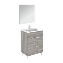 Elegance Vanities 24" Free Standing Single Basin Vanity Set with Cabinet, Ceramic Vanity Top, and Mirror