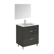 Elegance Vanities 32" Free Standing Single Basin Vanity Set with Cabinet, Ceramic Vanity Top, and Mirror