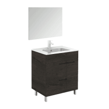 Elegance Vanities 32" Free Standing Single Basin Vanity Set with Cabinet, Ceramic Vanity Top, and Mirror