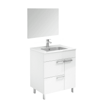 Elegance Vanities 32" Free Standing Single Basin Vanity Set with Cabinet, Ceramic Vanity Top, and Mirror