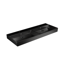 Energy 47-3/16" Rectangular Ceramic Vessel or Wall Mounted Bathroom Sink with Overflow and Single Faucet Hole