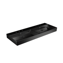 Energy 47-3/16" Rectangular Ceramic Vessel or Wall Mounted Bathroom Sink with Overflow and 3 Faucet Holes at 8" Centers