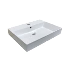 Energy 23-5/8" Rectangular Ceramic Vessel or Wall Mounted Bathroom Sink with Overflow and 1 Faucet Hole