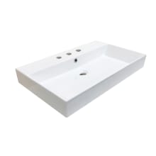 Energy 27-5/8" Rectangular Ceramic Vessel or Wall Mounted Bathroom Sink with Overflow and 3 Faucet Holes at 8" Centers