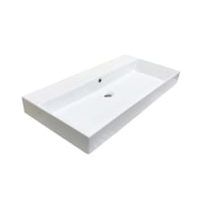 Energy 33-1/2" Rectangular Ceramic Vessel or Wall Mounted Bathroom Sink with Overflow