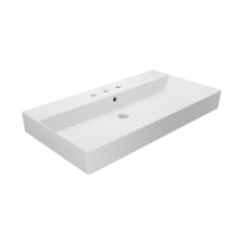 Energy 33-1/2" Ceramic Vessel Bathroom Sink with Three Faucet Holes