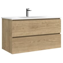 Flora 40" Wall Mounted Single Basin Vanity Set with Cabinet and Ceramic Vanity Top
