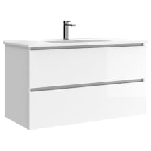 Flora 40" Wall Mounted Single Basin Vanity Set with Cabinet and Ceramic Vanity Top
