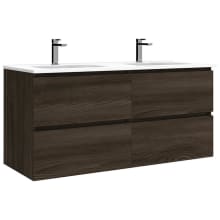 Flora 48" Wall Mounted Double Basin Vanity Set with Cabinet and Ceramic Vanity Top