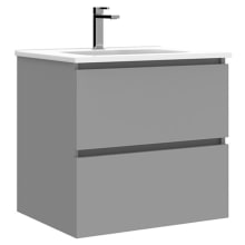 Flora 24" Wall Mounted Single Basin Vanity Set with Cabinet and Ceramic Vanity Top