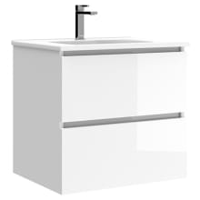 Flora 24" Wall Mounted Single Basin Vanity Set with Cabinet and Ceramic Vanity Top