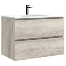 Flora 32" Wall Mounted Single Basin Vanity Set with Cabinet and Ceramic Vanity Top