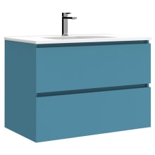 Flora 32" Wall Mounted Single Basin Vanity Set with Cabinet and Ceramic Vanity Top