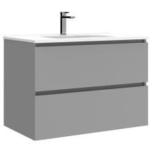 Flora 32" Wall Mounted Single Basin Vanity Set with Cabinet and Ceramic Vanity Top