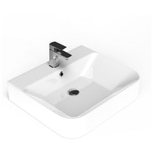 Fly 21-11/16" Rectangular Ceramic Vessel or Wall Mounted Bathroom Sink with Overflow and Single Faucet Hole