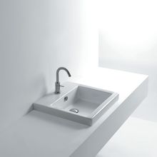 Whitestone 19" Ceramic Recessed Bathroom Sink with Single Faucet Hole and Overflow