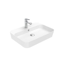 Lago 23-5/8" Rectangular Ceramic Vessel Bathroom Sink with Overflow and Single Faucet Hole