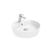 Lago 17-11/16" Circular Ceramic Vessel Bathroom Sink with Overflow and Single Faucet Hole
