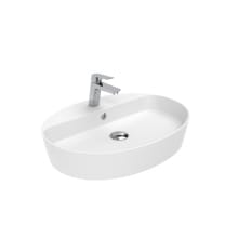 Lago 23-5/8" Oval Ceramic Vessel Bathroom Sink with Overflow and Single Faucet Hole