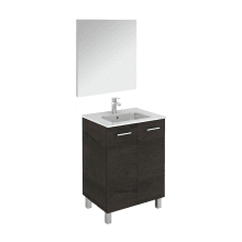 Logic Vanities 28" Free Standing Single Basin Vanity Set with Cabinet, Ceramic Vanity Top, and Mirror