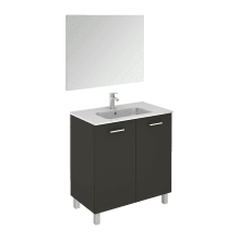 Logic Vanities 32" Free Standing Single Basin Vanity Set with Cabinet, Ceramic Vanity Top, and Frameless Mirror