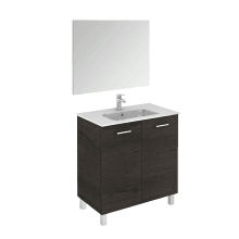 Logic Vanities 32" Free Standing Single Basin Vanity Set with Cabinet, Ceramic Vanity Top, and Frameless Mirror