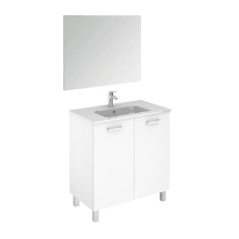 Logic Vanities 32" Free Standing Single Basin Vanity Set with Cabinet, Ceramic Vanity Top, and Frameless Mirror