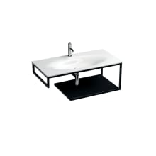 Louise 39-3/8" Free Standing Rectangular Stainless Steel Console Bathroom Sink with Single Faucet Hole