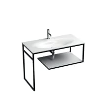 Louise 39-3/8" Rectangular Stainless Steel Console Bathroom Sink with Single Faucet Hole and Ceramic Shelves