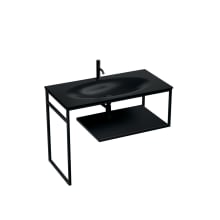 Louise 39-3/8" Rectangular Stainless Steel Console Bathroom Sink with Single Faucet Hole