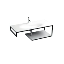 Louise 47-3/16" Free Standing Rectangular Stainless Steel Console Bathroom Sink with Single Faucet Hole and Ceramic Shelves