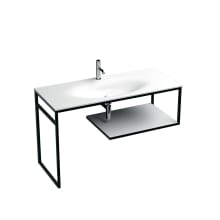 Louise 47-3/16" Rectangular Stainless Steel Console Bathroom Sink with Single Faucet Hole and Ceramic Shelves
