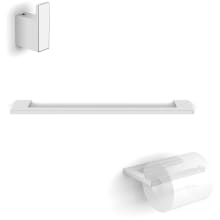 Luna 3 Piece Bathroom Package with Towel Bar, Robe Hook, and Hook Toilet Paper Holder