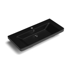 Luxury 41-5/16" Rectangular Ceramic Drop In or Wall Mounted Bathroom Sink with Overflow and 1 Faucet Hole