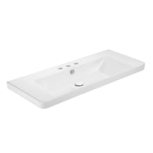 Luxury 41-5/16" Rectangular Ceramic Drop In or Wall Mounted Bathroom Sink with Overflow and 3 Faucet Holes at 8" Centers