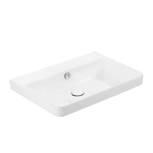 Luxury 23-13/16" Rectangular Ceramic Drop In or Wall Mounted Bathroom Sink with Overflow